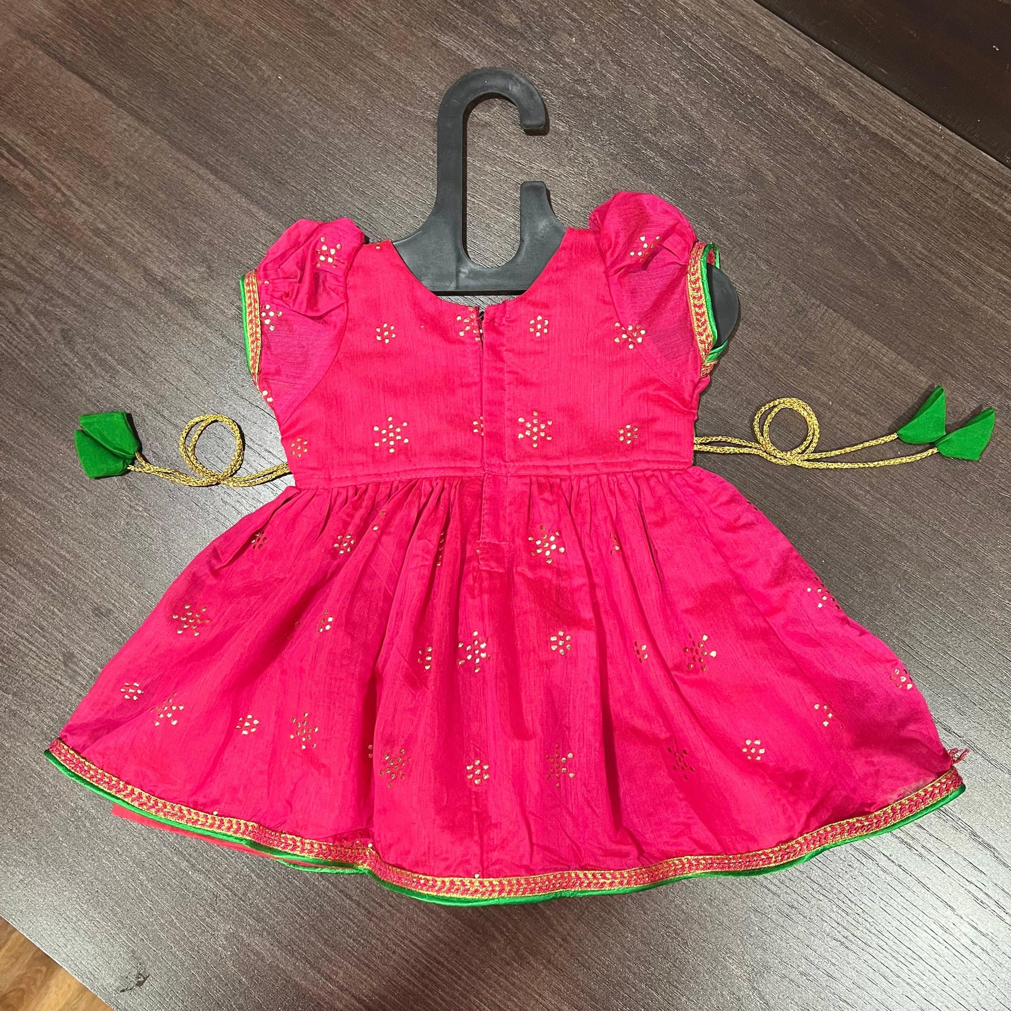 Pink Modal Chanderi Work Cotton Frock Dress. - MEEMORA FROCKS