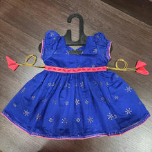 Load image into Gallery viewer, Royal Blue Modal Chanderi Work Cotton Frock Dress. - MEEMORA FROCKS
